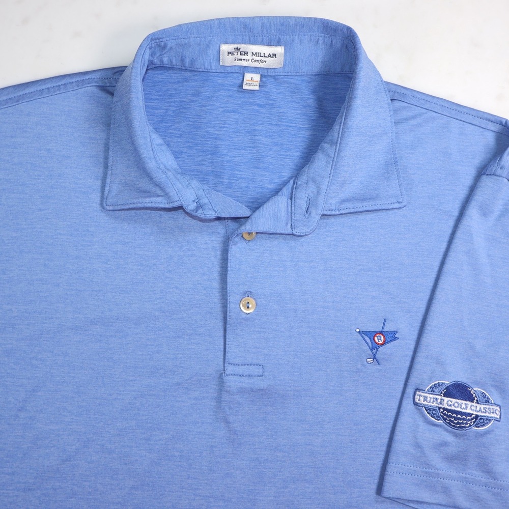 Peter Millar Ocean Reef Club  Mens Summer Comfort Polo Shirt Blue Large